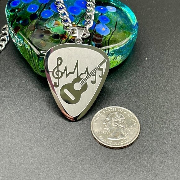 Heavy Guitar Pick Rocker Necklace #1253 - Picture 5 of 6
